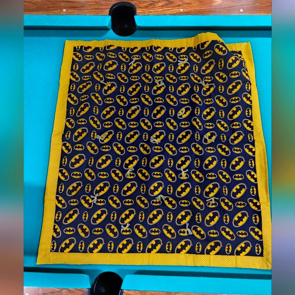Batman Hand sewn tack and pull style baby blanket